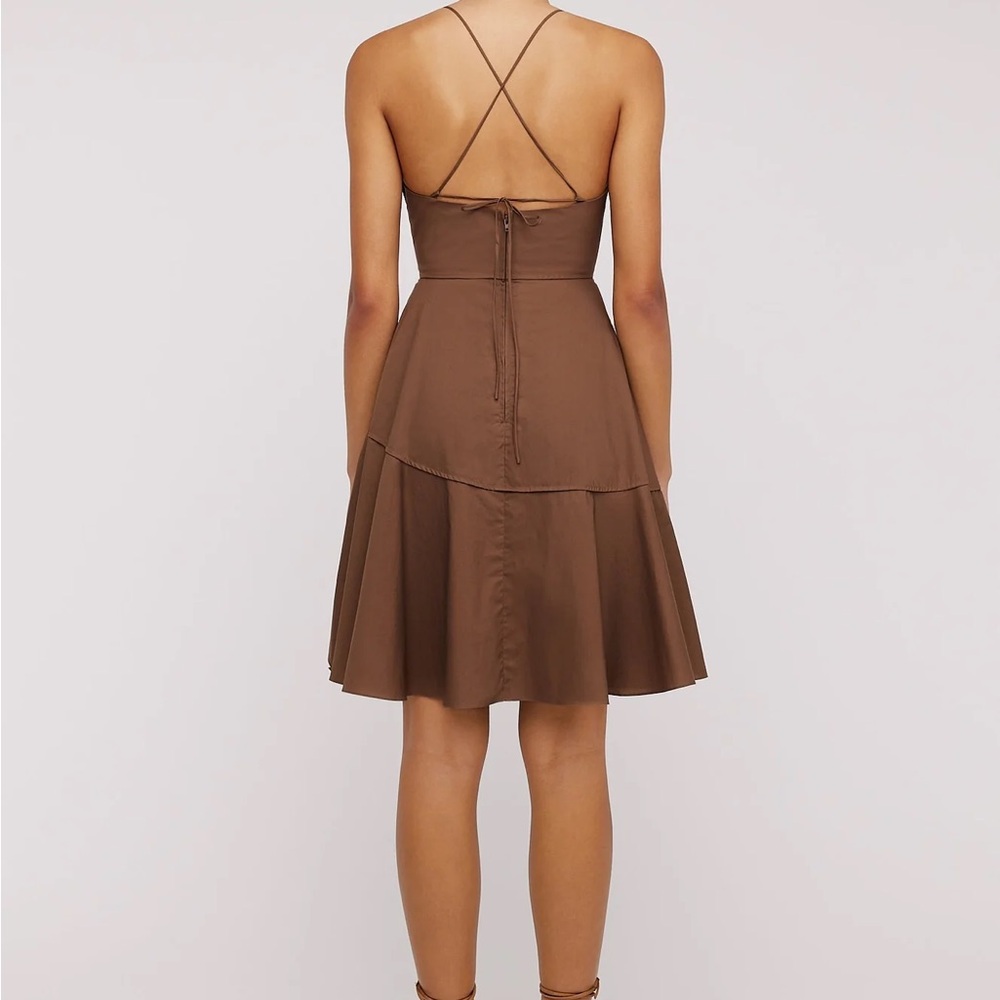Scanlan Theodore Cocoa Parachute Shoestring Mini Dress Size US 4 - Picture 2 of 10